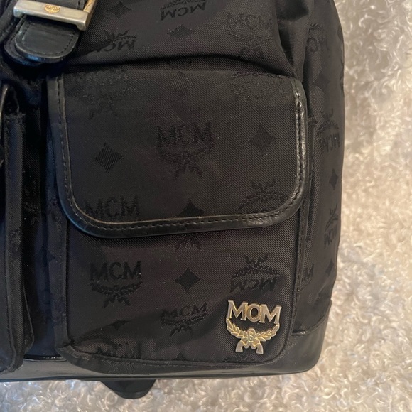 Pre Loved MCM Visetos Nylon Drawstring Backpack Black main image 14